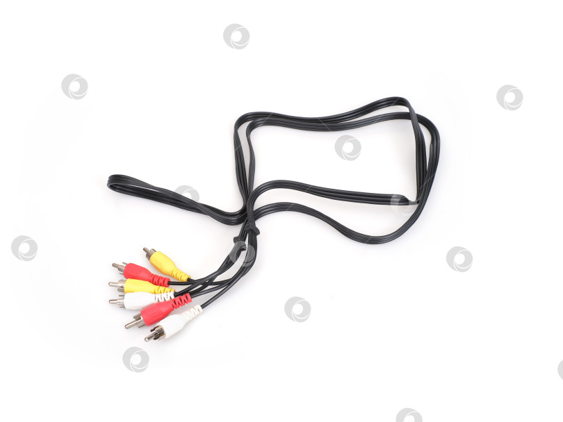 Скачать Разъемы RCA для композитного видео (желтый) и стереозвука (белый и красный), изолированные на белом фоне фотосток Ozero