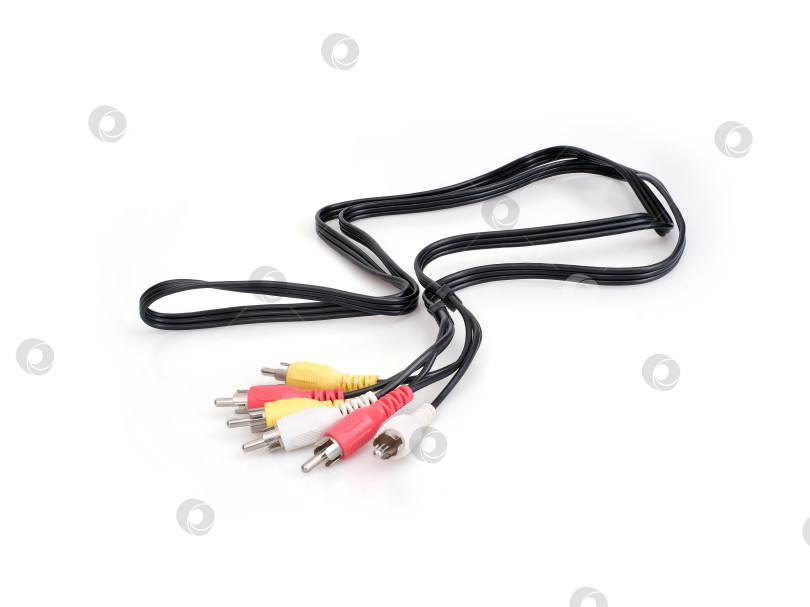 Скачать Разъемы RCA для композитного видео (желтый) и стереозвука (белый и красный), изолированные на белом фоне фотосток Ozero