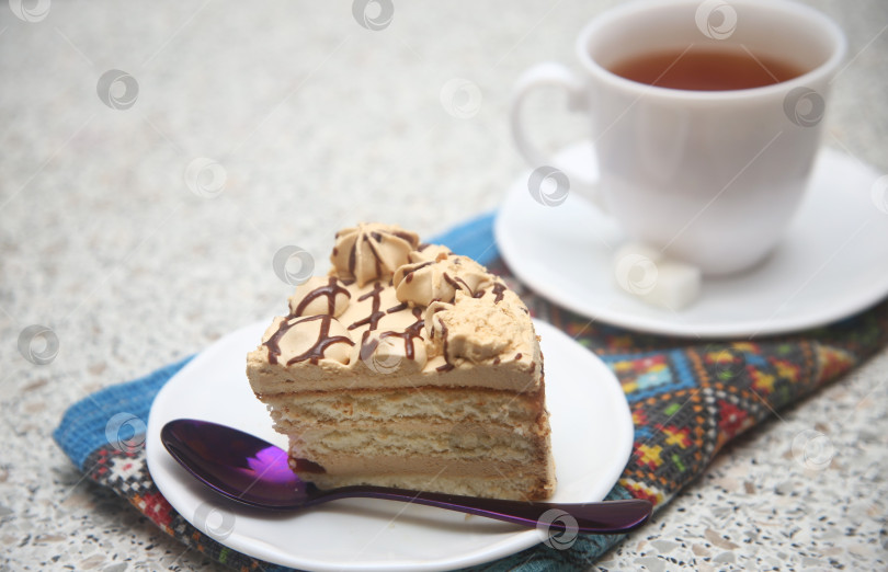 Скачать Кусок бисквитного торта с кремом фотосток Ozero