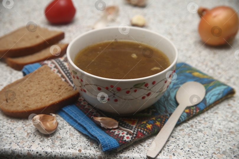 Скачать Тарелка супа борща фотосток Ozero