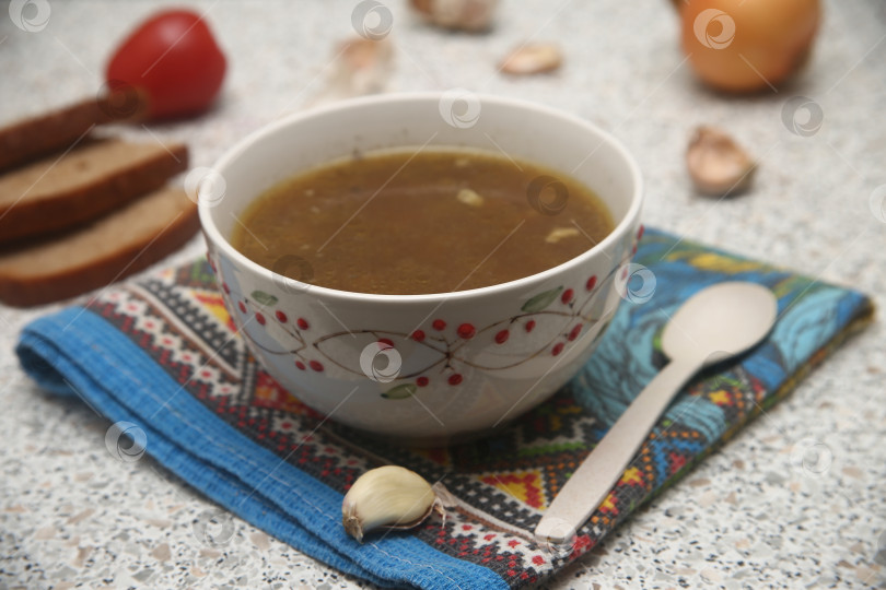 Скачать Тарелка супа на обед фотосток Ozero