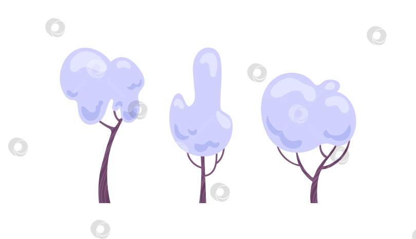 Скачать Векторная иллюстрация заснеженных деревьев с четкими силуэтами, многослойностью и мягкими акцентами снегопада для зимних сцен. фотосток Ozero