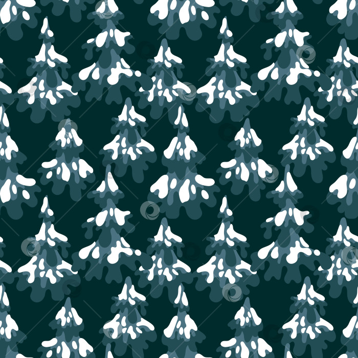 Скачать Бесшовный векторный узор из заснеженных еловых веток, идеально подходящий для праздничного оформления, с четкими линиями и тонкой растушевкой. фотосток Ozero