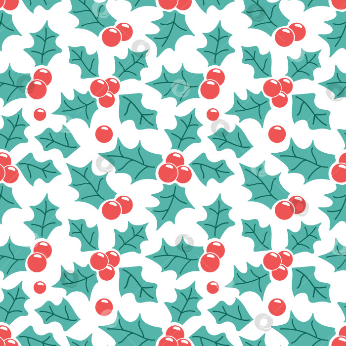 Скачать Бесшовный узор с векторной иллюстрацией остролиста. фотосток Ozero