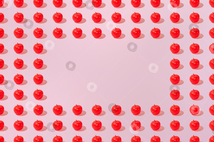 Скачать Креативный плоский узор в виде яблока на пастельно-розовом фоне копирует космический минимализм фотосток Ozero