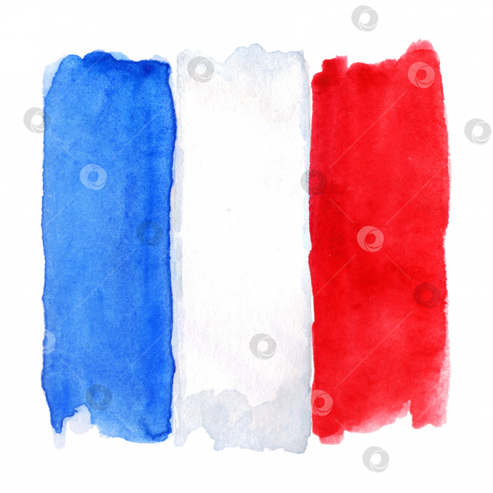 Скачать Акварель Франция Французский флаг 3 трехцветных изолированных фотосток Ozero
