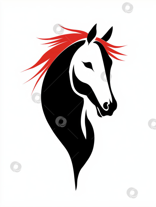 Скачать Символ лошади, обозначающий 2026 год по китайскому календарю черным и красным цветами фотосток Ozero