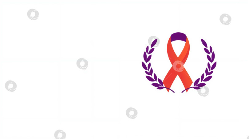 Скачать Векторная иллюстрацияОранжевая лента в лавровом венке на белом фоне — символ борьбы с насилием в отношении женщин, с местом для текста фотосток Ozero