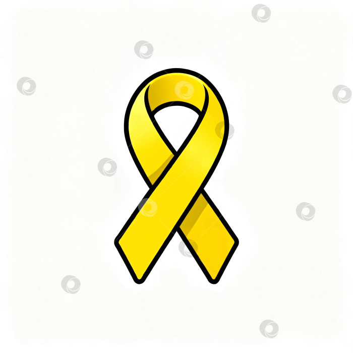 Скачать Жёлтая лента в поддержку борьбы с раком на белом фоне фотосток Ozero