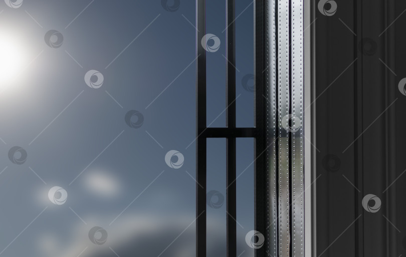 Скачать Фрагмент входной двери со встроенным стеклопакетом фотосток Ozero