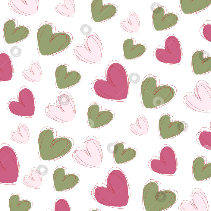 Скачать Бесшовный паттерн с сердечками без фона, векторная иллюстрация фотосток Ozero