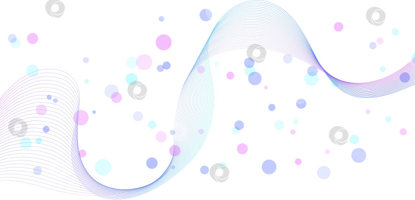 Скачать Этот дизайн выполнен на абстрактном фоне, на котором изображен плавный узор из линий и точек различных оттенков. Рисунок выглядит динамичным и современным, что подходит для цифровых проектов фотосток Ozero