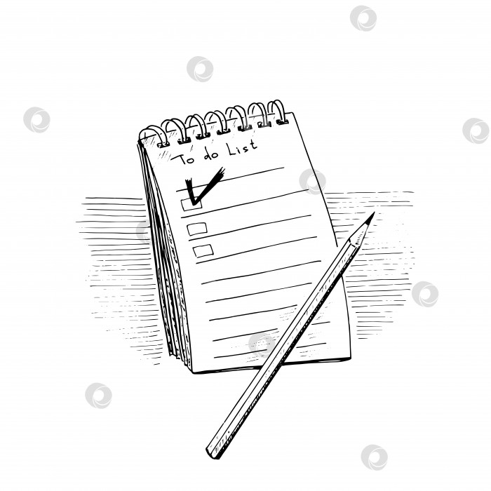 Скачать Список дел. Набросок, сделанный от руки, блокнот и карандаш. Векторная иллюстрация фотосток Ozero