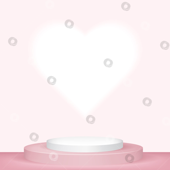 Скачать Квадратный баннер с подиумом ко Дню Святого Валентина, Дню матери и 8 марта. Подиум, сердечки в форме боке и подсветка. Шаблон для демонстрации товаров, распродаж косметики, номинаций и открыток. фотосток Ozero