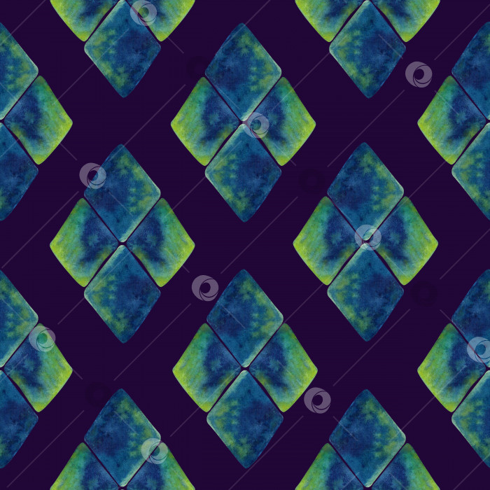 Скачать Акварельный бесшовный геометрический мозаичный узор ручной работы с разноцветными ромбами фотосток Ozero