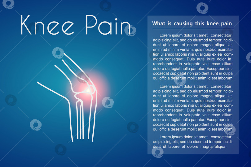 Скачать Векторная боль в колене на синем фоне фотосток Ozero