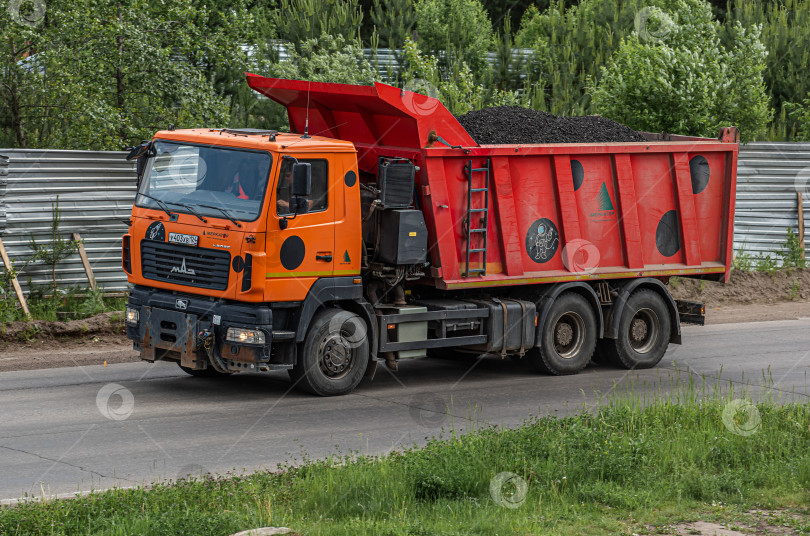 Скачать Россия,Сибирь 27 Мая 2025 год. Автомобиль  самосвал МАЗ 6516В9. фотосток Ozero