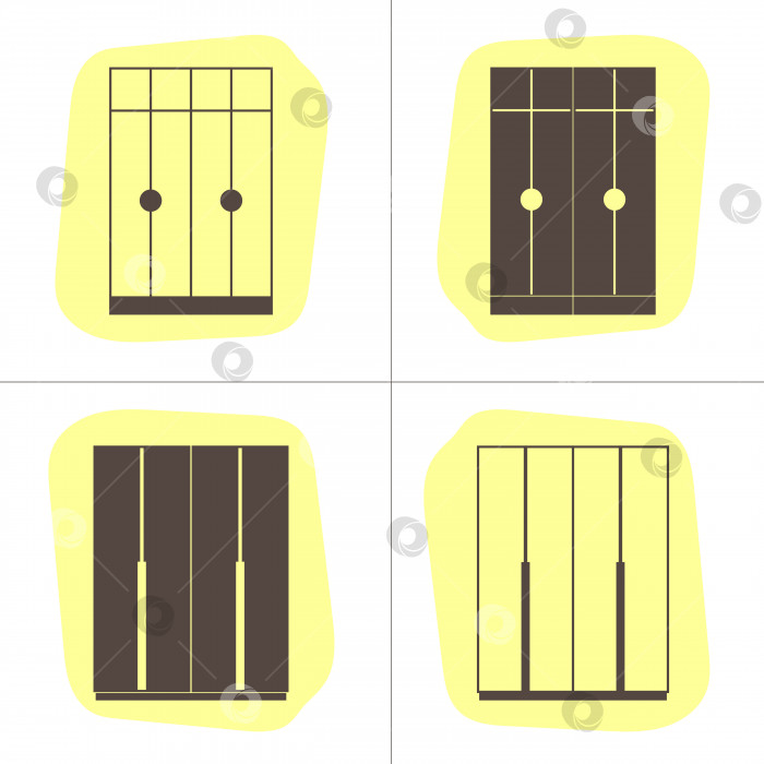 Скачать Набор простых мебельных иконок шкафов-купе. фотосток Ozero