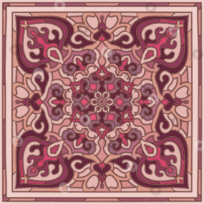 Скачать Элегантный декоративный бесшовный векторный узор в теплых румяных тонах, вдохновленный традиционными азиатскими мотивами фотосток Ozero