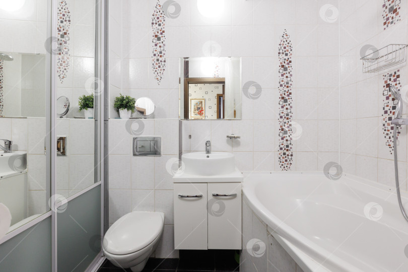 Скачать современная ванная комната с туалетом и стиральной машиной фотосток Ozero