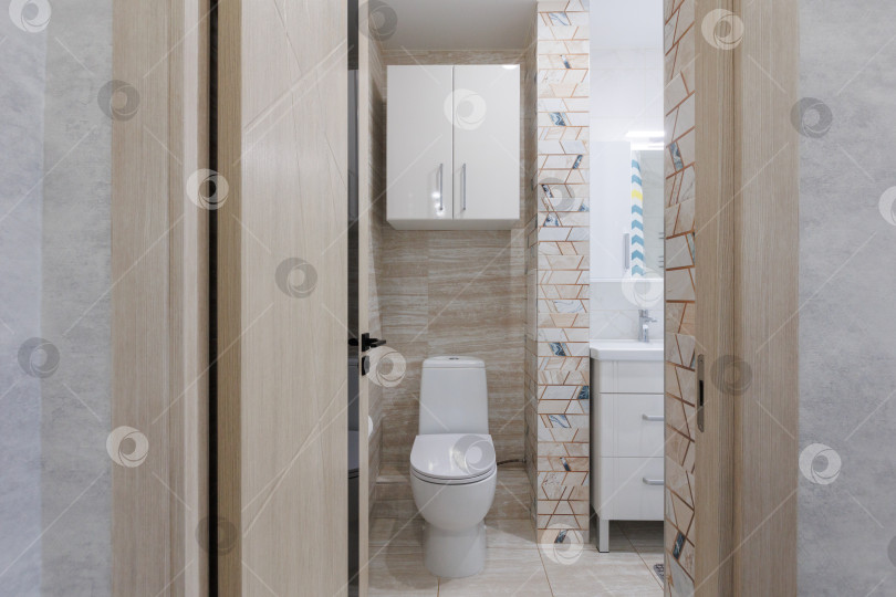 Скачать современная ванная комната с туалетом и стиральной машиной фотосток Ozero