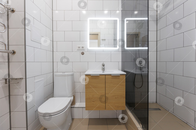 Скачать современная ванная комната с туалетом и стиральной машиной фотосток Ozero