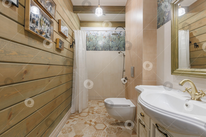 Скачать современная ванная комната с туалетом и стиральной машиной фотосток Ozero