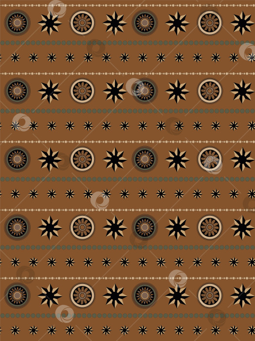 Скачать Орнамент круглой формы с узорами на коричневом фоне в византийском стиле. фотосток Ozero