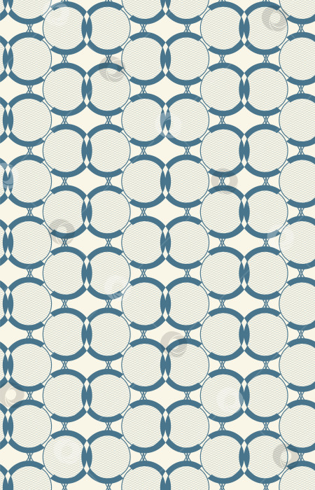 Скачать Абстрактная перекрещивающаяся сетка круглых форм синего цвета на бежевом фоне образует бесшовный узор. фотосток Ozero