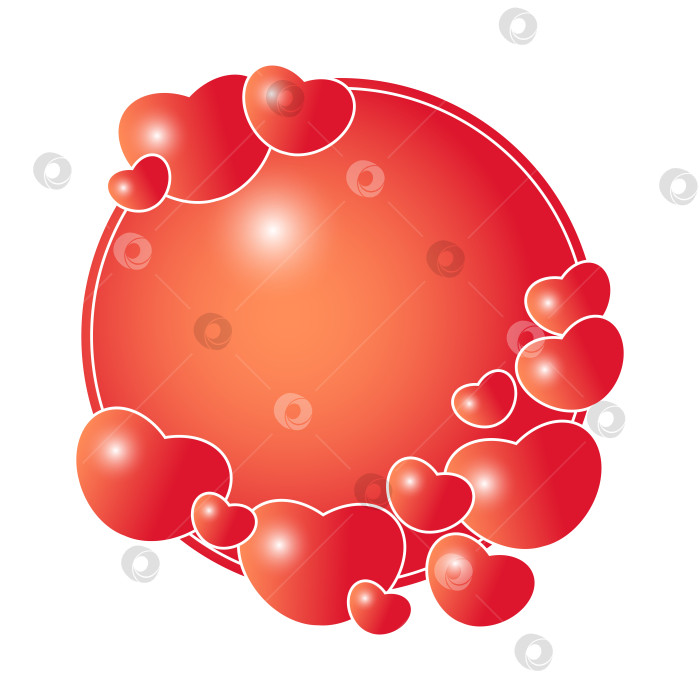 Скачать Открытка на День святого Валентина в форме красного круга с сердечками. фотосток Ozero