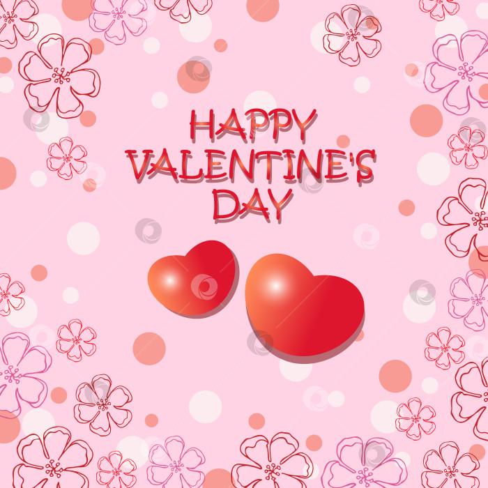 Скачать векторная весенняя открытка с сердечками на День Святого Валентина. открытка для поздравлений и приглашений, весенний фон с цветами и сердечками. фотосток Ozero