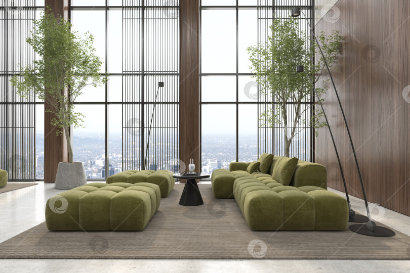 Скачать Концептуальный интерьер приемной в современном стиле с 3d-иллюстрацией фотосток Ozero