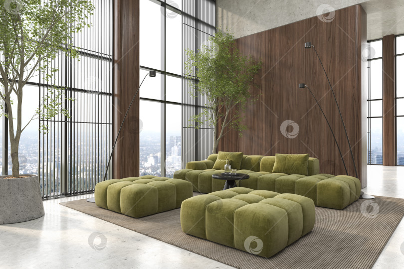 Скачать Концептуальный интерьер приемной в современном стиле с 3d-иллюстрацией фотосток Ozero