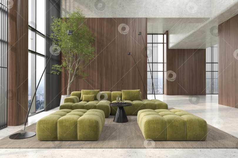 Скачать Концептуальный интерьер приемной в современном стиле с 3d-иллюстрацией фотосток Ozero