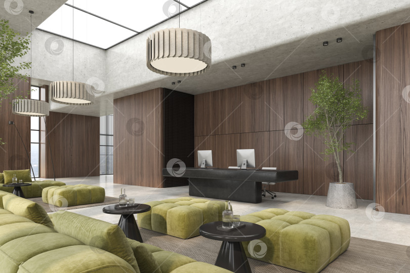 Скачать Концептуальный интерьер приемной в современном стиле с 3d-иллюстрацией фотосток Ozero