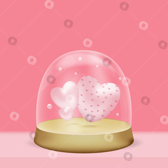 Скачать Сердца под стеклянным куполом. Векторная иллюстрация на тему любви. Шаблон фотосток Ozero