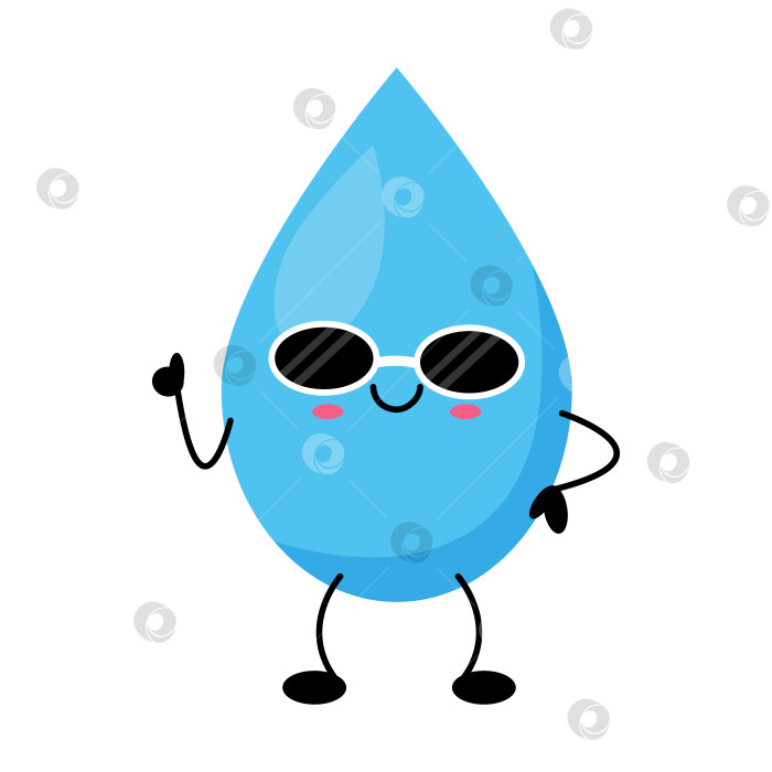 Скачать Классная иллюстрация кавайного персонажа с каплей счастливой воды фотосток Ozero