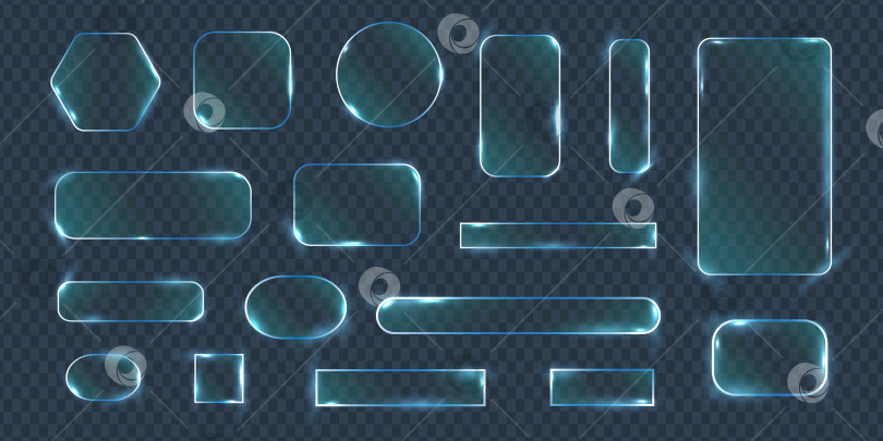 Скачать Футуристический набор элементов пользовательского интерфейса Blue glassmorphism ui elements фотосток Ozero