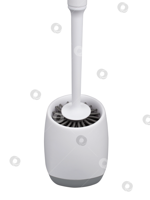 Скачать Современная серо-белая силиконовая щетка для унитаза с минималистичным дизайном, вид крупным планом фотосток Ozero