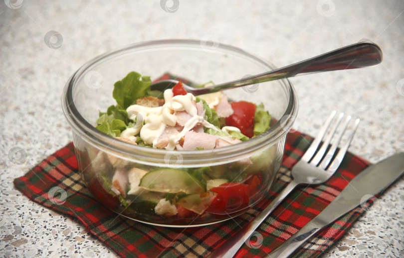 Скачать Салат с мясом и овощами фотосток Ozero