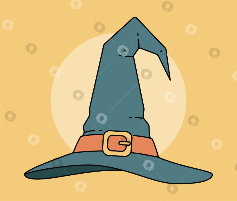 Скачать Мультяшная шляпа ведьмы с оранжевой лентой  фотосток Ozero