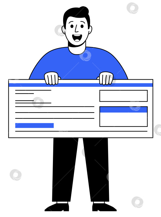 Скачать Счастливый Мужчина с Гигантским чеком в руках фотосток Ozero