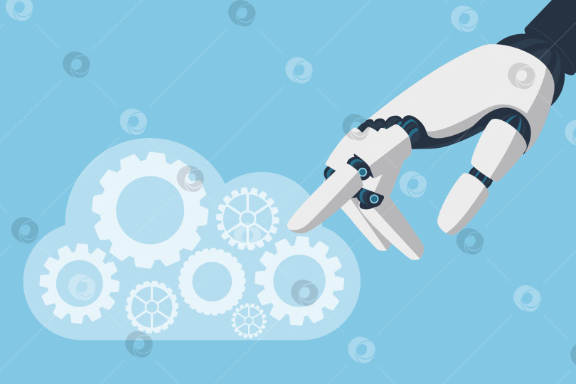 Скачать Роботизированная рука, взаимодействующая с механизмами в облаке фотосток Ozero