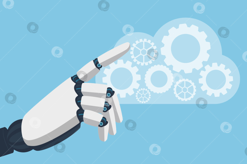Скачать Роботизированная рука, взаимодействующая с механизмами в облаке фотосток Ozero