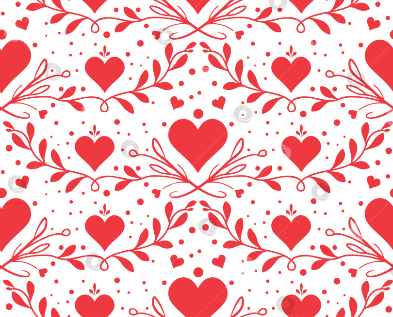 Скачать Бесшовный дизайн с цветочным узором в виде красного сердца фотосток Ozero