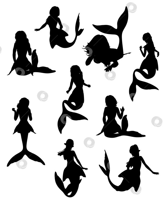 Скачать Силуэт фантастического персонажа-русалки фотосток Ozero