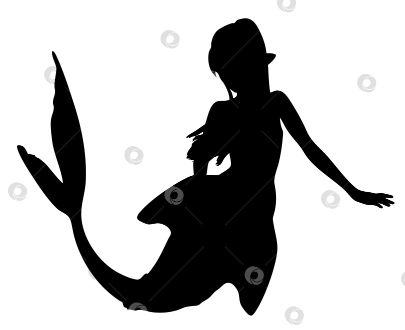Скачать Силуэт фантастического персонажа-русалки фотосток Ozero