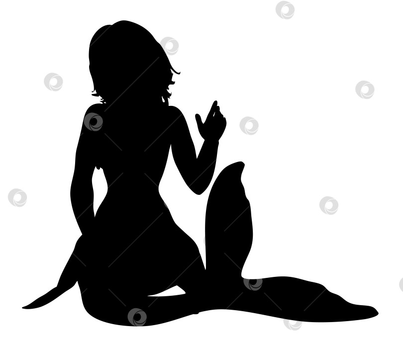 Скачать Силуэт фантастического персонажа-русалки фотосток Ozero