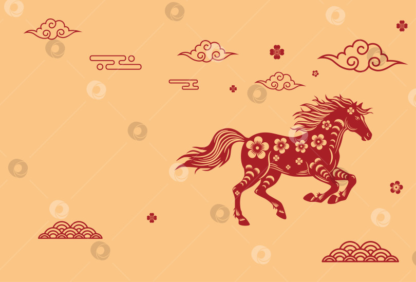 Скачать Стилизованная лошадь с цветочным узором фотосток Ozero