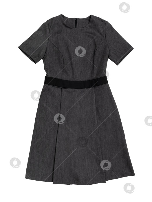 Скачать Темно-серое платье с короткими рукавами, выделяющееся на белом фоне, вид спереди фотосток Ozero